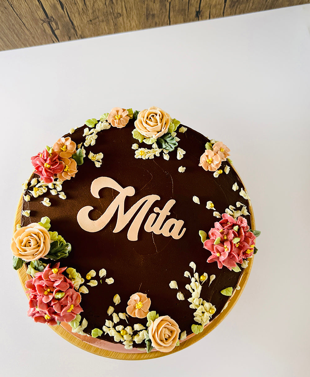 Chocolate Velveteen Floral Cake